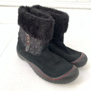 J-41 Womens 7.5 Boots Jeep Stream Winter Snow Black Suede Fur Trim Native